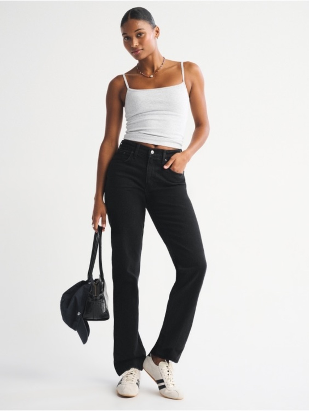 Abercrombie Curve Love 90s straight Mid Rise black jeans